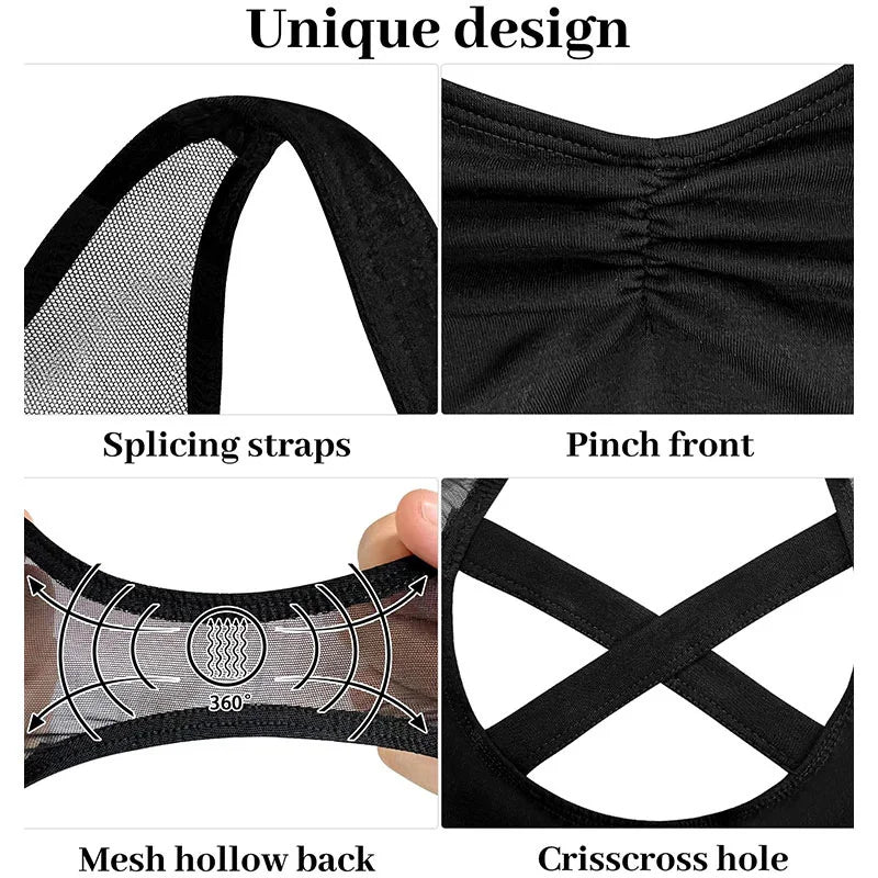Women Sleeveless Camisole Ballet Dance Leotard for adult & girl Gymnastics Tank Tops with Crisscross Hollow Back Dance Leotards