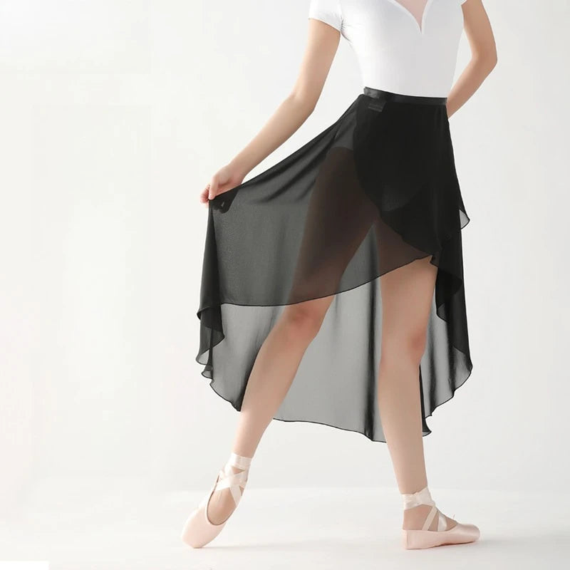 Black Ballet Skirt for Women - Lightweight Tulle Wrap Skirt for Dance, Yoga & Barre Workout