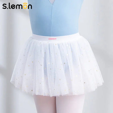 Kids Ballet Tutu Skirt Girls Summer 4-Layer Mesh Mini Skirt Princess Dance Performance Wear
